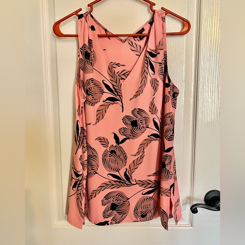 Ann Taylor pink with black flowers blouse